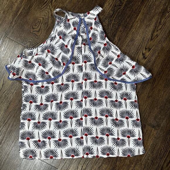 THML Anthropologie Slvlss Top Shirt Blouse L Floral Cold Shoulder Ruffle - Picture 4 of 9